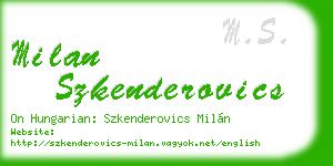 milan szkenderovics business card